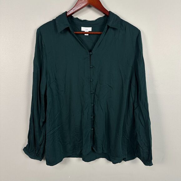 J. Jill Tops - J. Jill Womens Large Petite Modal Long Sleeve Button Down Shirt Tunic Green